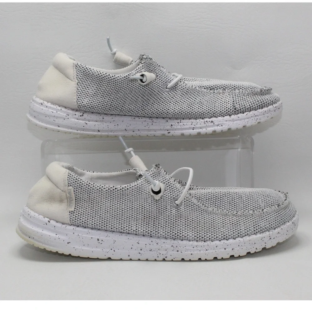 Hey Dude Wendy Sox Stone White Speckled Slip On Loafers Shoes Womens 8 121410705